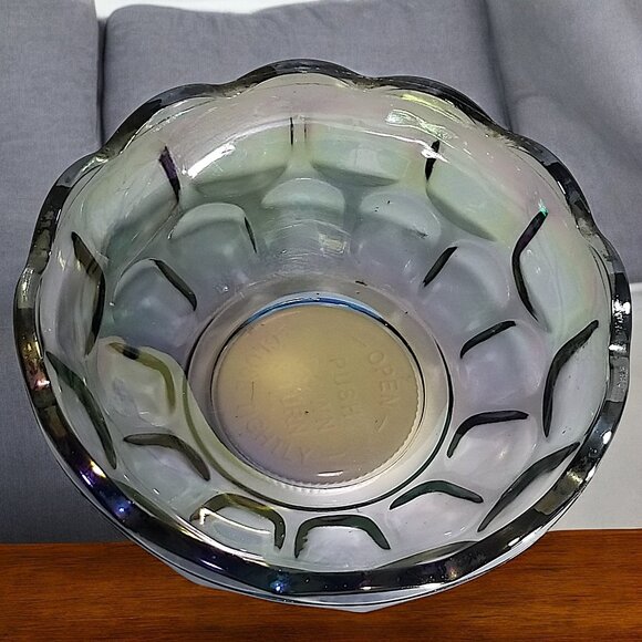 Carnival Glass Fruit Dessert Bowl Yorktown Green (Avocado) by Federal Glass - Picture 10 of 10